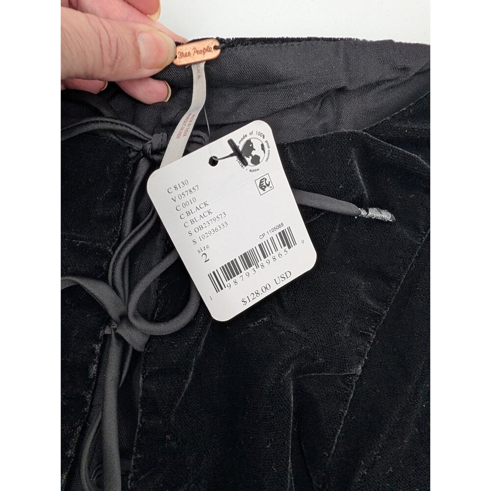 NWT Free People Linney Velvet Minidress Black 2 Goth Witchy Whimsigoth Punk - Picture 5 of 9